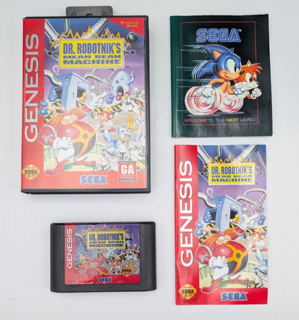 Dr. Robotnik's Mean Bean Machine (Sega Genesis, 1993) Complete Manual Poster CIB